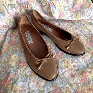 Italy made Tan Suede & Leather Bow Ballet Flats, size 7